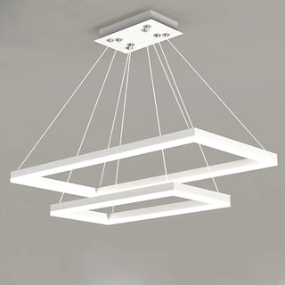 White Tiered Hanging Rectangle Modern Chandelier