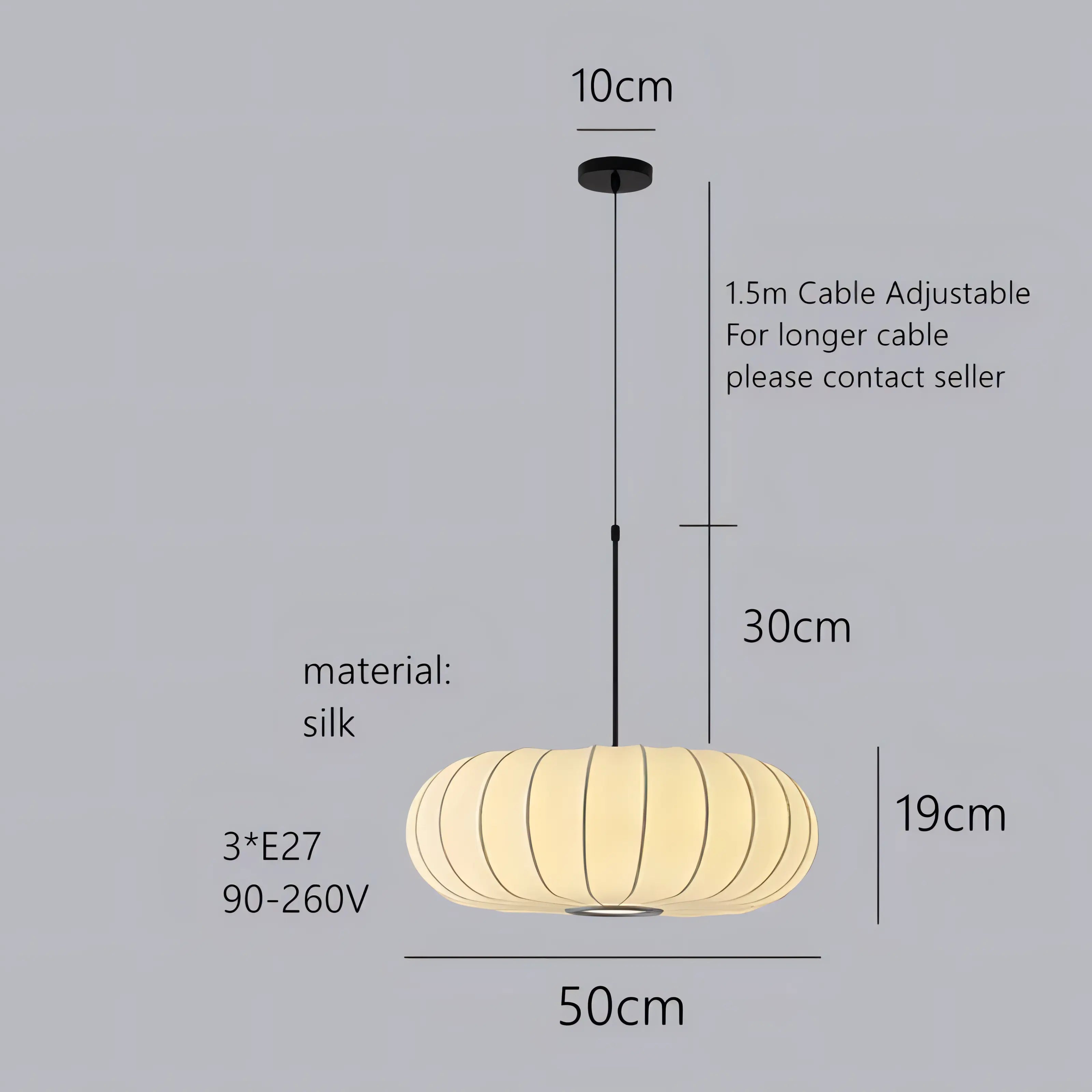 Hayward - White Silk Pumpkin Ceiling Pendant Light