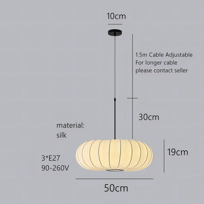 Hayward - White Silk Pumpkin Ceiling Pendant Light