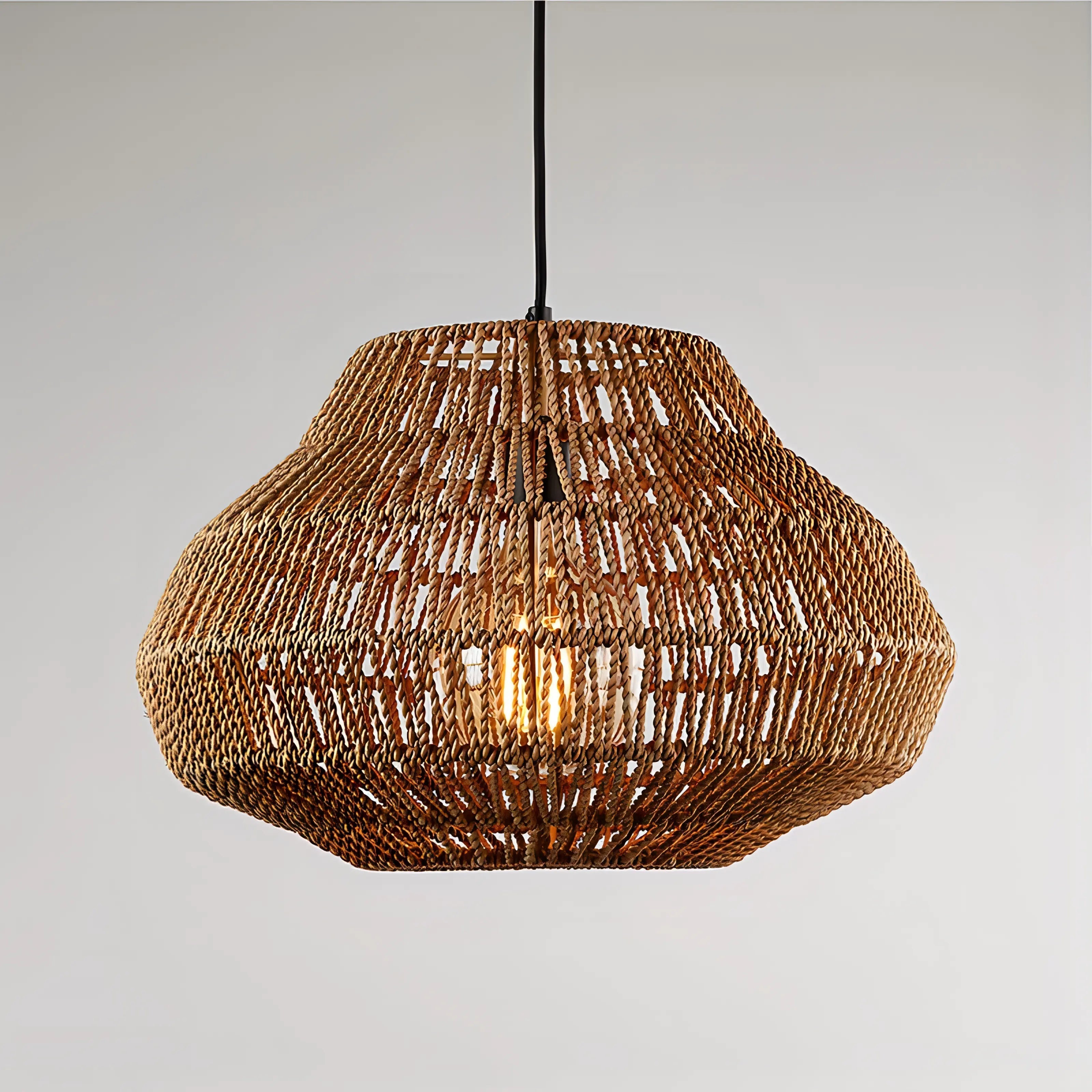Kenan - Handmade Woven Rattan Round Ceiling Pendant Light