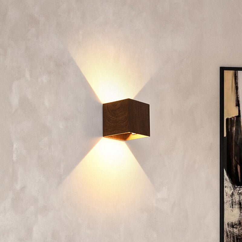 DAYO - Modern Wood Style Up/Down Wall Light Dark Brown