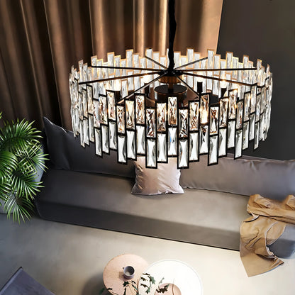 Ellington - Black Round Tiered Glass Ceiling Chandelier