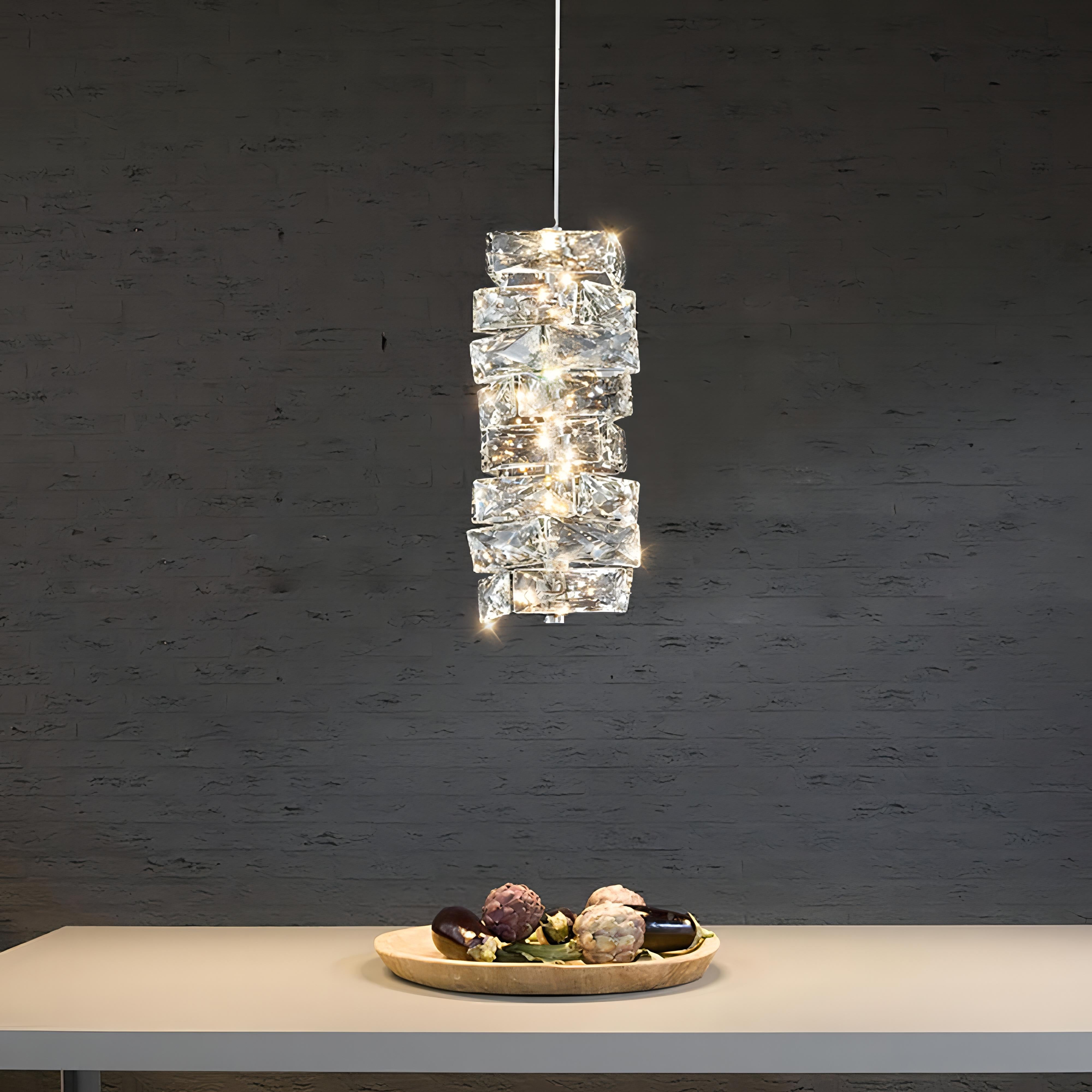 Zayd - Twisted Crystal Glass Hanging Pendant Ceiling Light