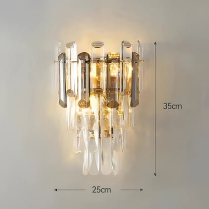 Katana - Modern Coloured Glass Gold Frame Crystal Statement Chandelier