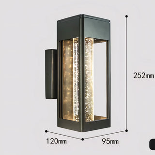 Holland - Black Caged Crystal Bubble Glass Outdoor Wall Light