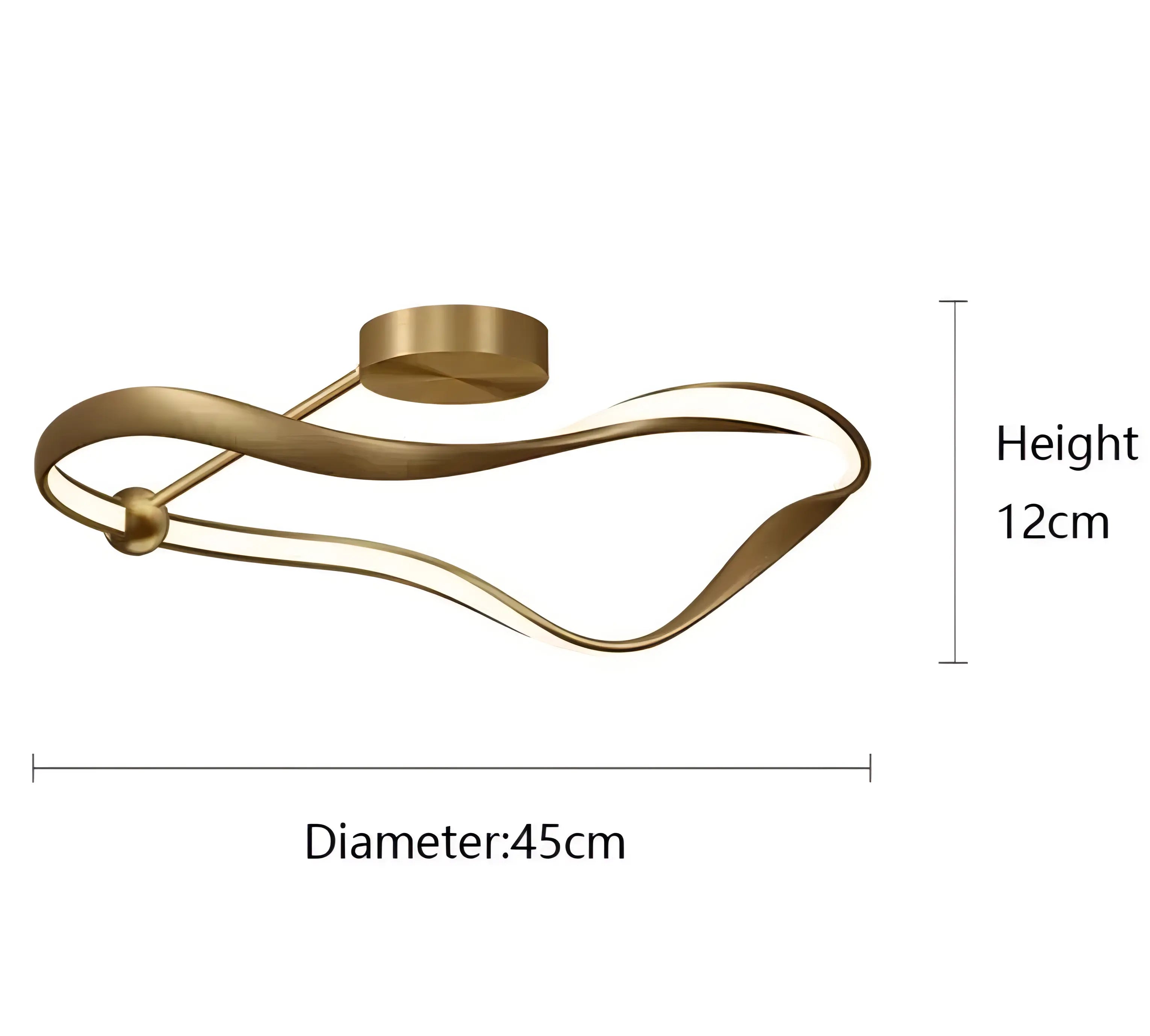 Kirsten - Modern Twisted LED Wave Semi Flush Dimmable Ceiling Light