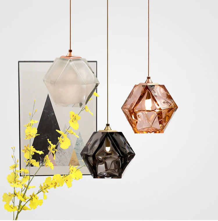Ava - Coloured Shaped Glass Hanging Pendant Ceiling Light
