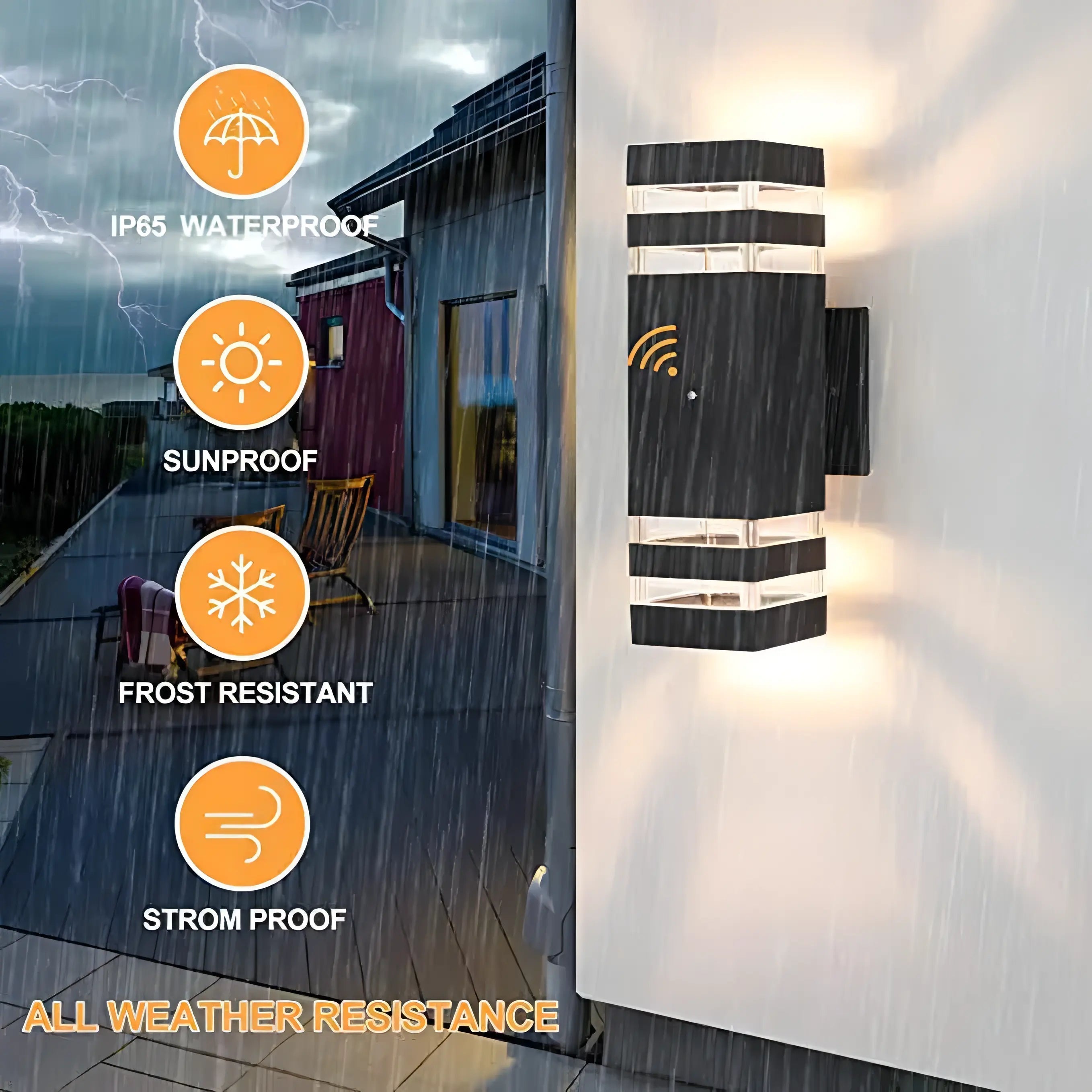 Mariah - Up/Down Rectangle Black Smart Wall Light