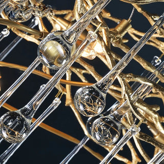 Clayton - Teardrop Glass Branch Hanging Gold Ceiling Light Chandelier