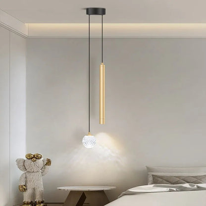 Aristomache - Modern Hanging Cord Pendant Glass Gold Ceiling Light