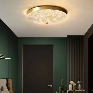 Kenia - Modern Round Gold Crystal Flush Mount Ceiling Light