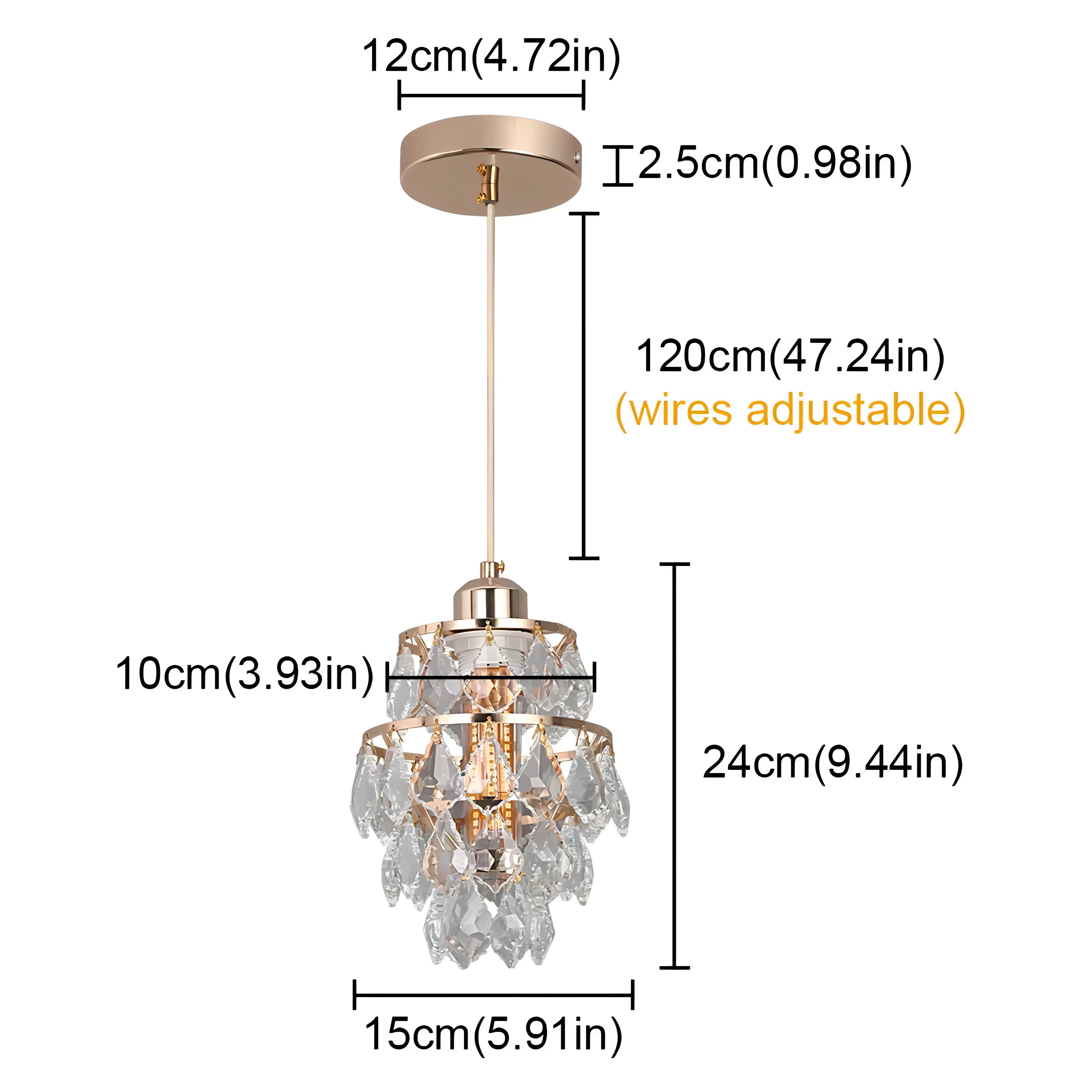 Siera - Crystal Hanging Shaped Multi Hanging Glass Round Gold Ceiling Pendant Light