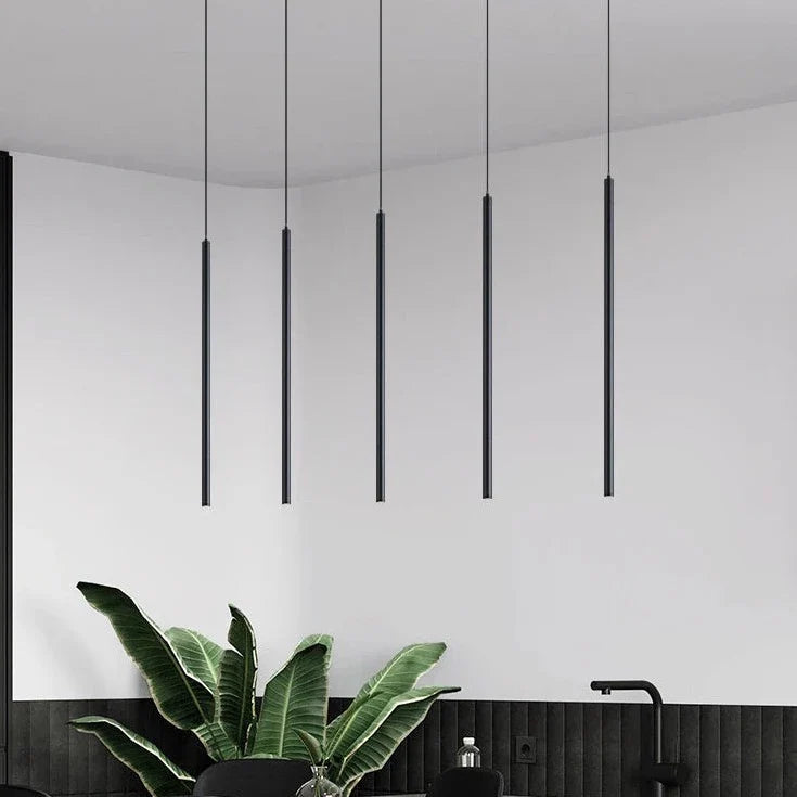 Black Hanging Long Tube Combination Ceiling Light