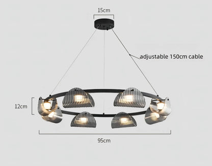 Sofie - Modern Grey Patterned Glass Ceiling Chandelier