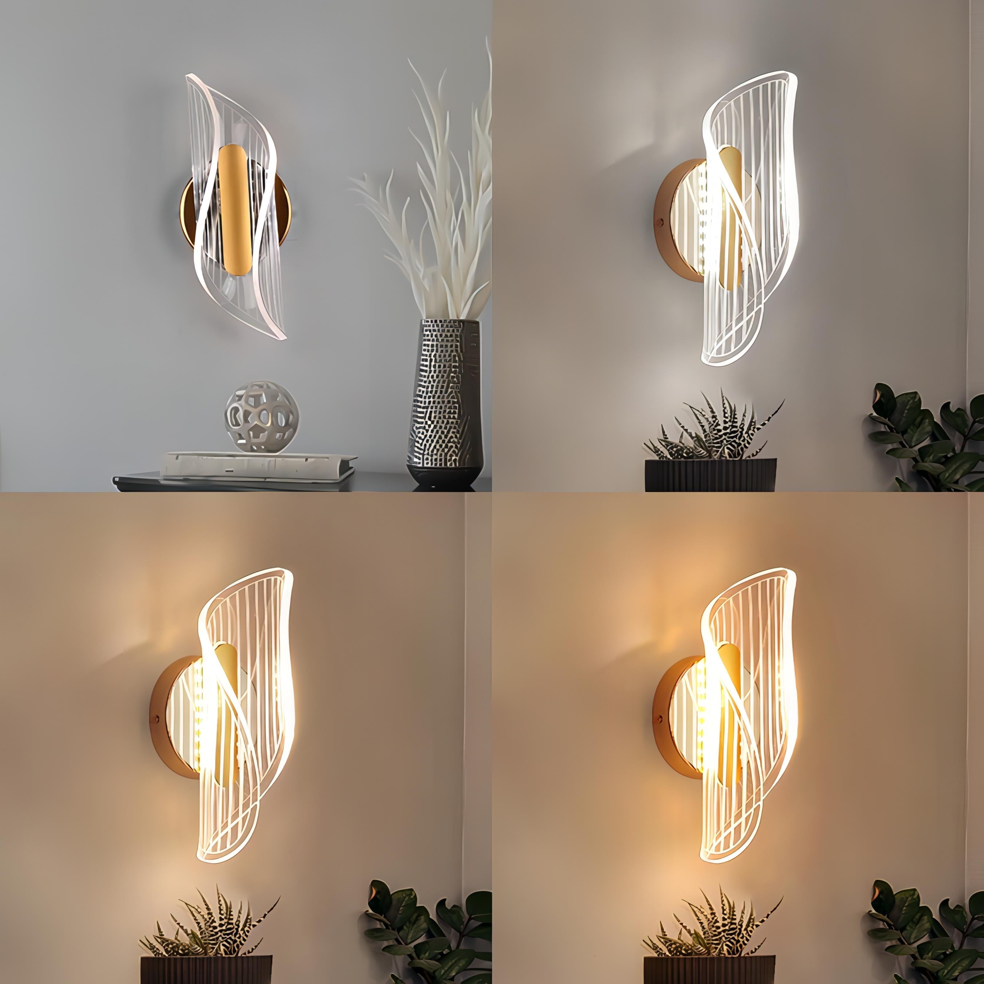 Alistair - Acrylic Bedside Wave Curved Gold Wall Light