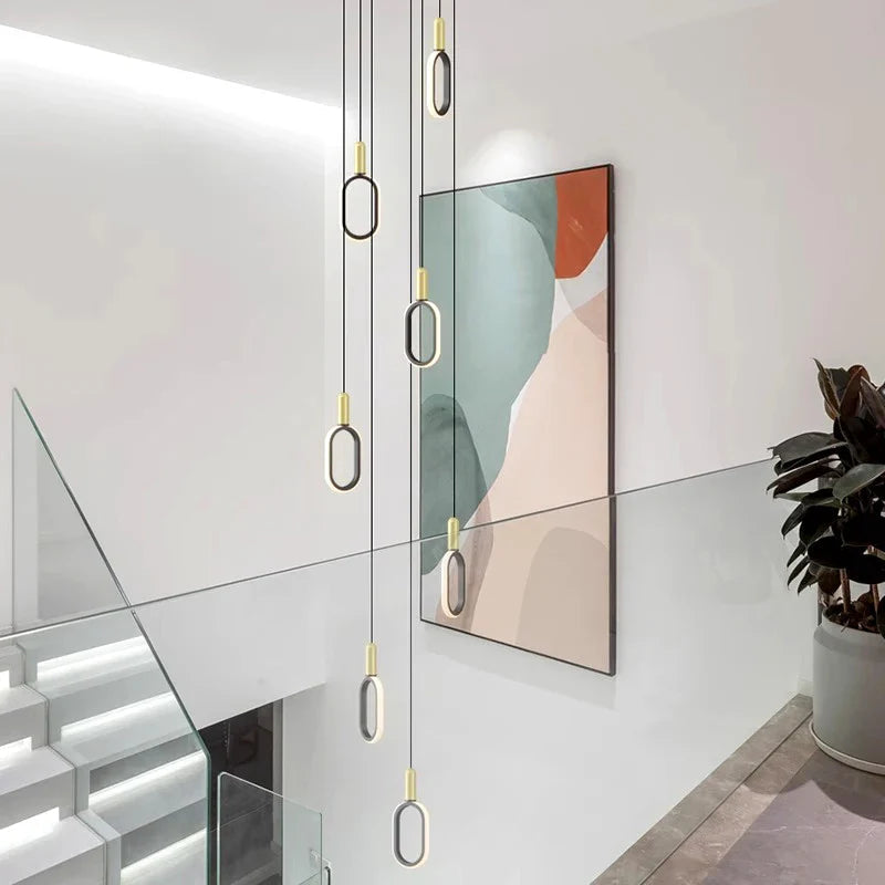 Sia - Modern LED Round Black & Gold Ceiling Chandelier