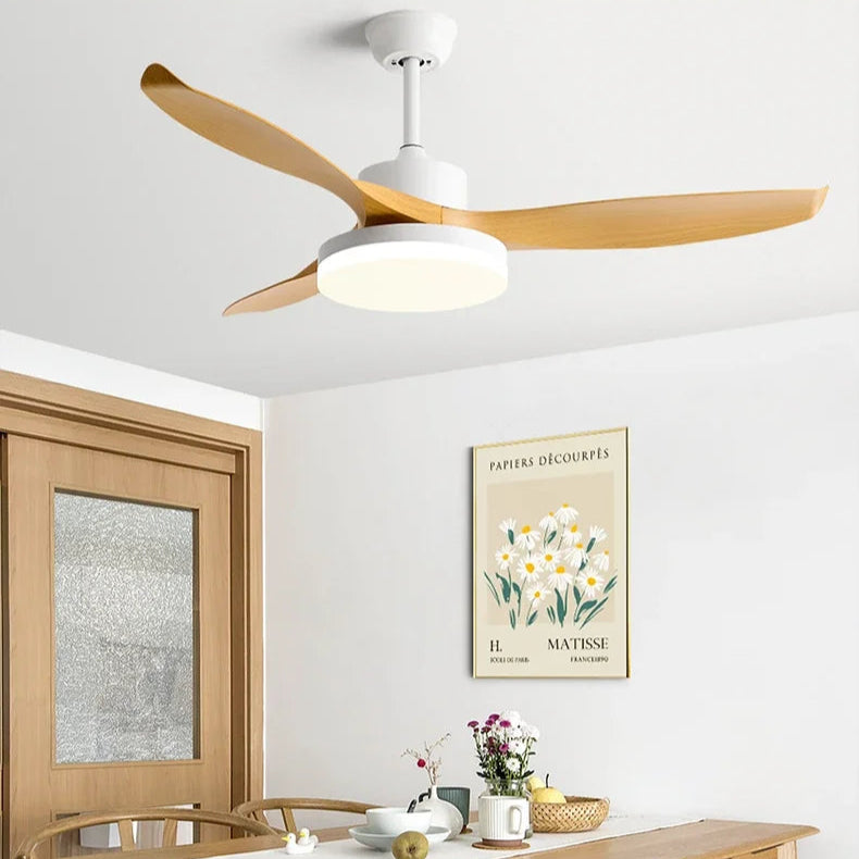 Johana - Modern 3-Blade Ceiling Fan with Integrated Round LED Light