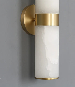 Fulvio - Natural Marble Stone Gold Cylindrical Up Down Wall Light