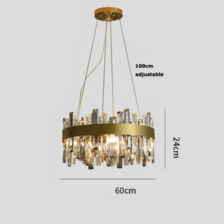 Katana - Modern Coloured Glass Gold Frame Crystal Statement Chandelier