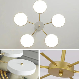 Kasandra - Modern Circular Branched White Gold Hanging Ceiling Light Chandelier