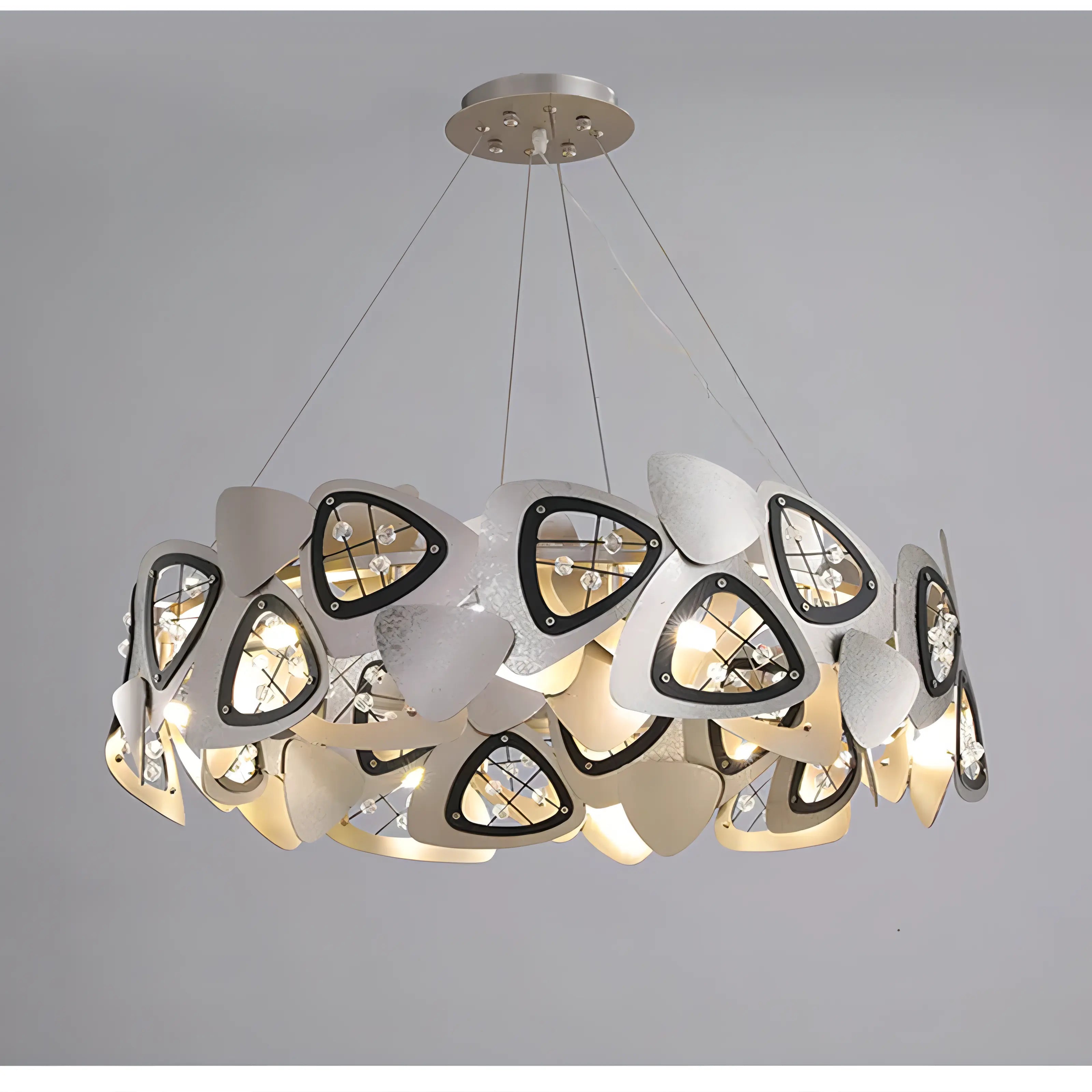 Nagel - Round Silver Leaf Hanging Ceiling Light