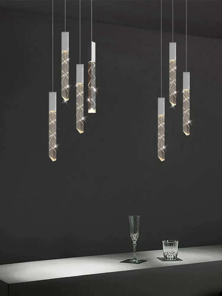Tristan - Modern LED Transparent Long Bar Hanging Chandelier