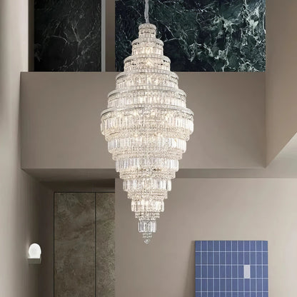 Genevra - Tiered Crystal Glass & Bead Chrome Chandelier