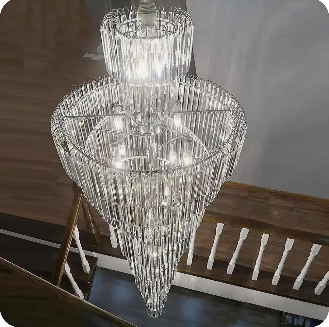 Rose - Round Tiered Crystal Staircase Ceiling Chandelier