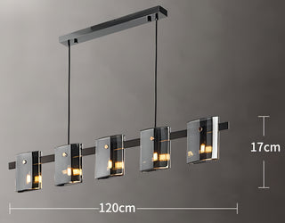 Axton - Hanging Multi Head Tinted Curved Glass Ceiling Light Chandelier