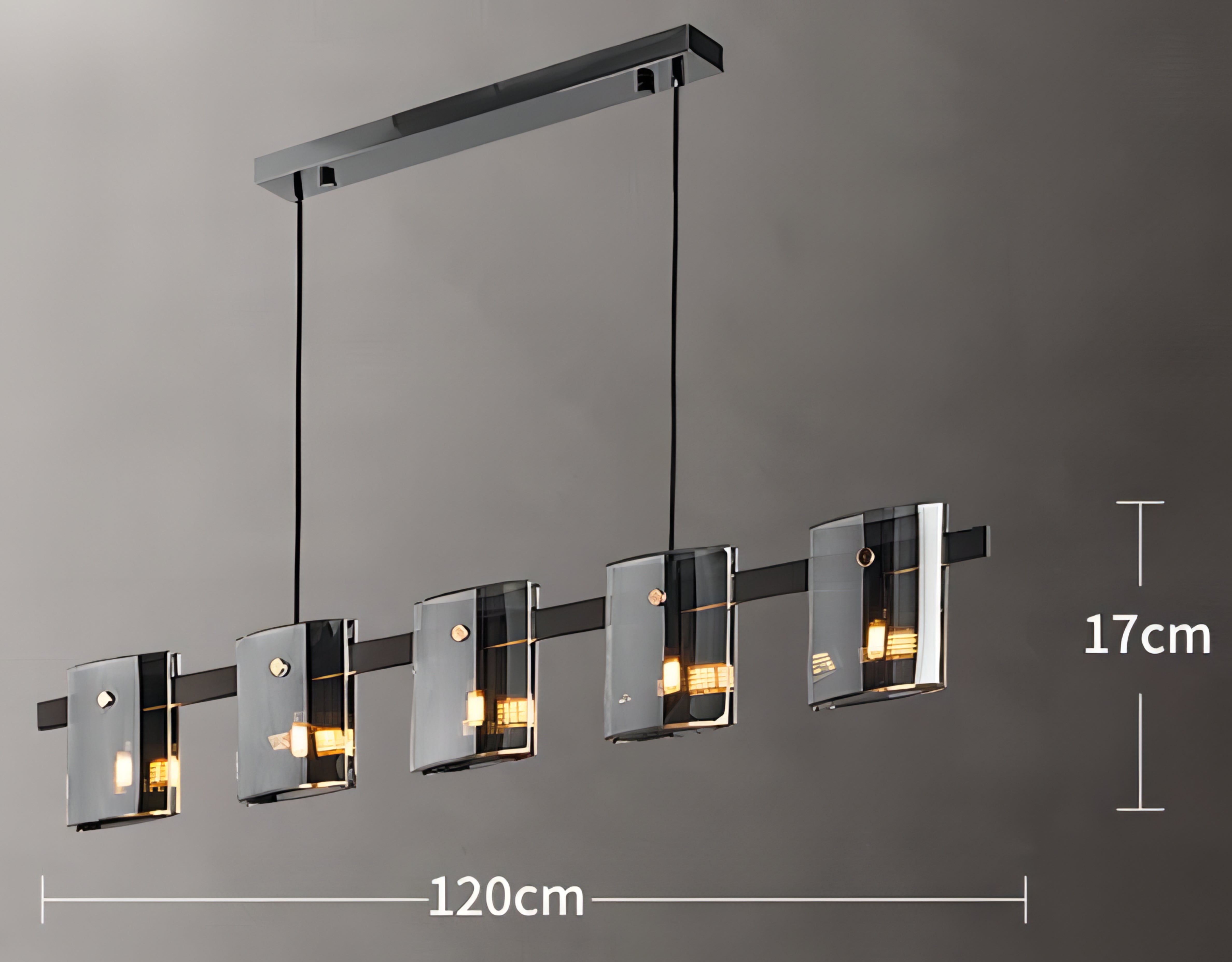 Axton - Hanging Multi Head Tinted Curved Glass Ceiling Light Chandelier