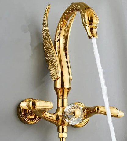 Goddard - Gold Swan Bathroom Rainfall Shower Set with Dual Handle Controls