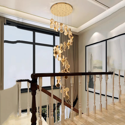 Christina - Round Crystal Gold Hanging Ceiling Chandelier
