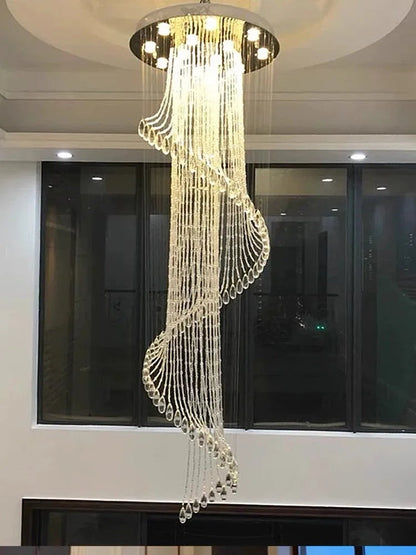 Minnie - Crystal LED Spiral Round Silver Ceiling Chandelier