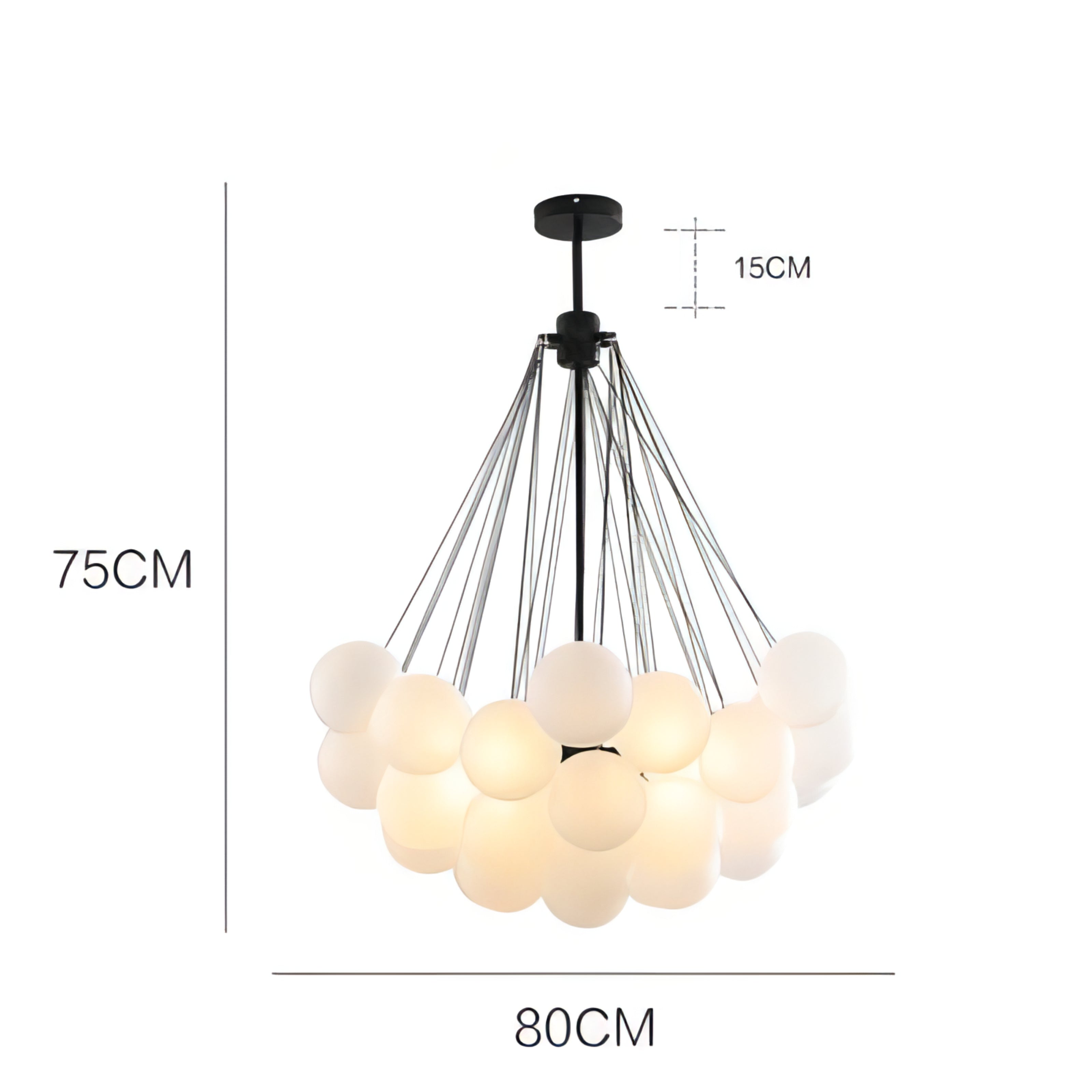 Armando - Frosted Multi Glass Ball Hanging Chain Ceiling Light Chandelier