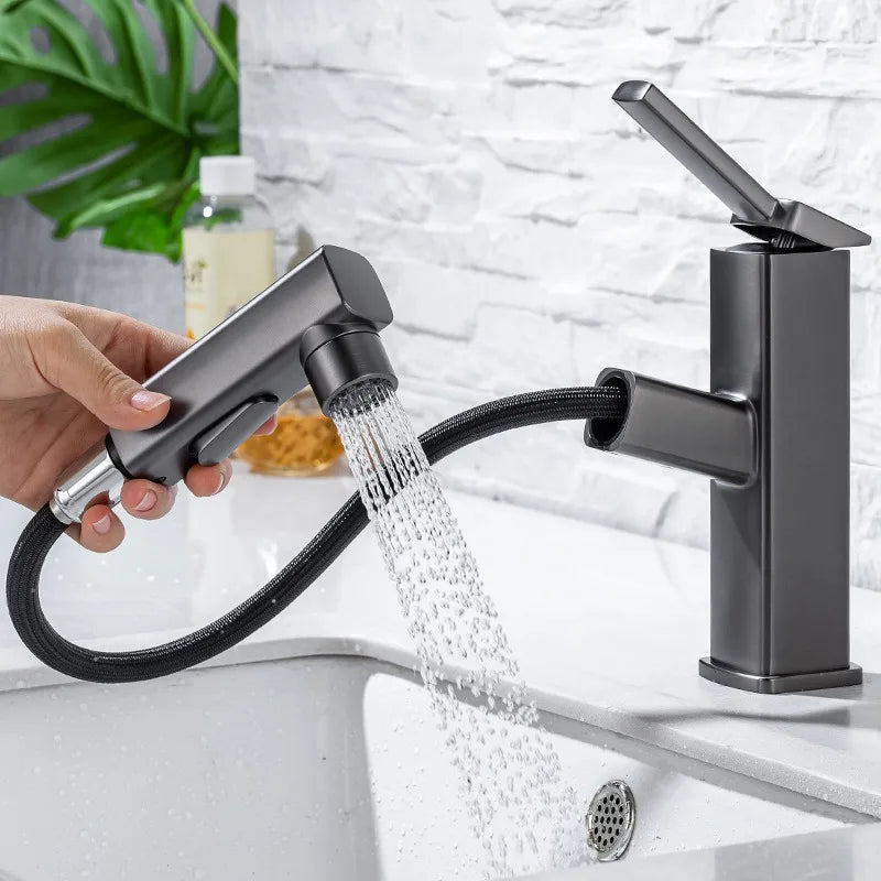Salvador - Modern Pull Out Hot/Cold Single Lever Basin Tap