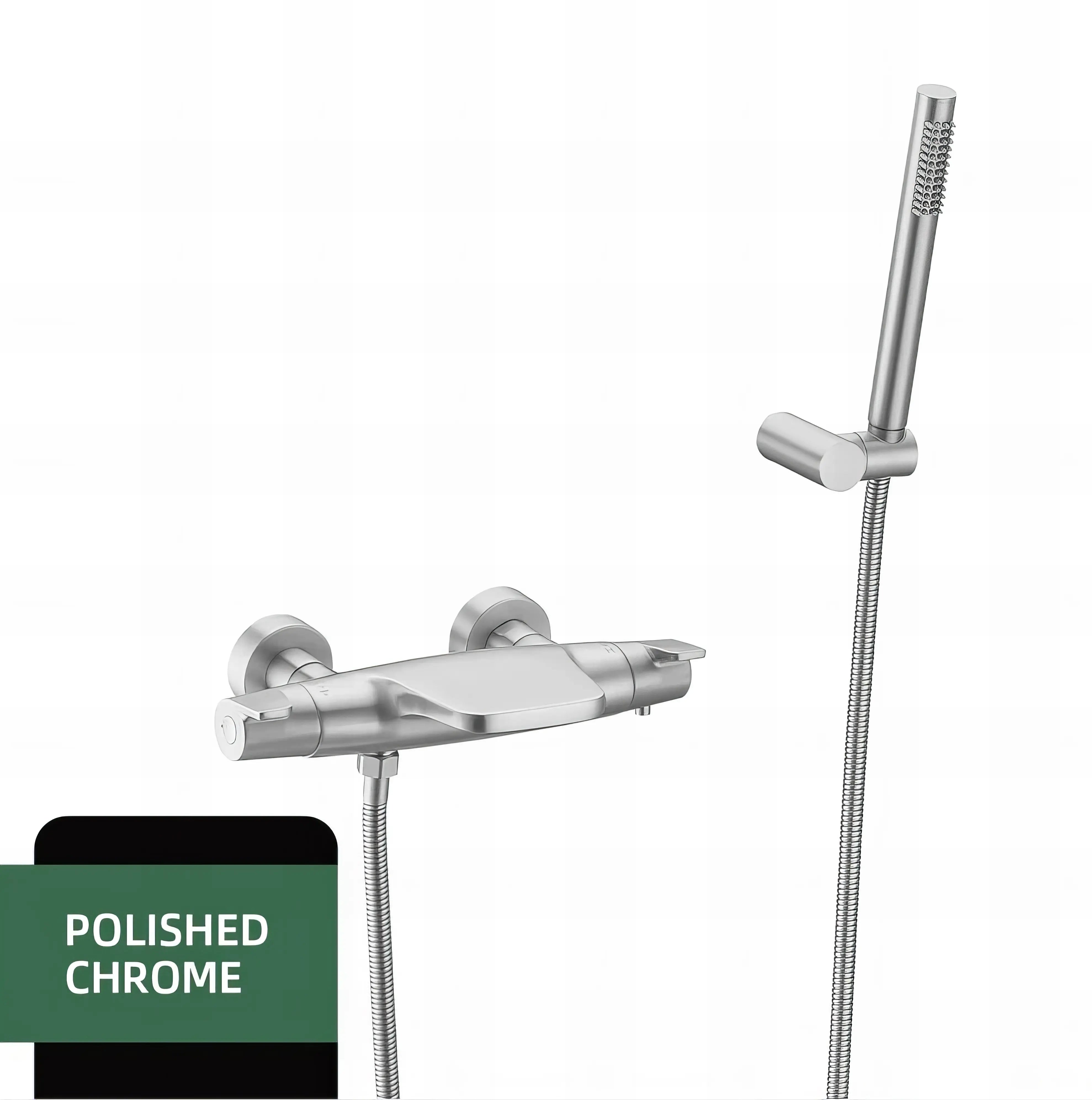 Estrella - Modern Brushed Gold Wall Mounted Bathtub Tap Set with Handheld Shower