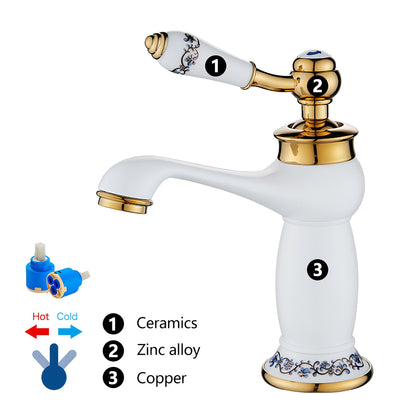 Canaan - Hot/Cold Retro Porcelain Single Lever Basin Tap