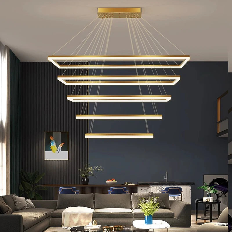 Tiered Hanging Rectangle Modern Chandelier