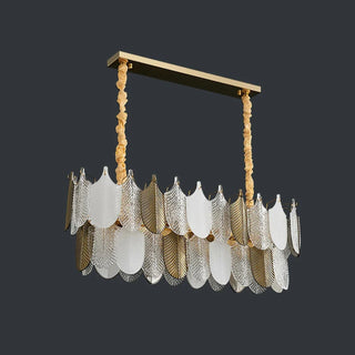 Elwood - Modern Abstract Tiered Patterned Glass Leaf Dimmable Chandelier