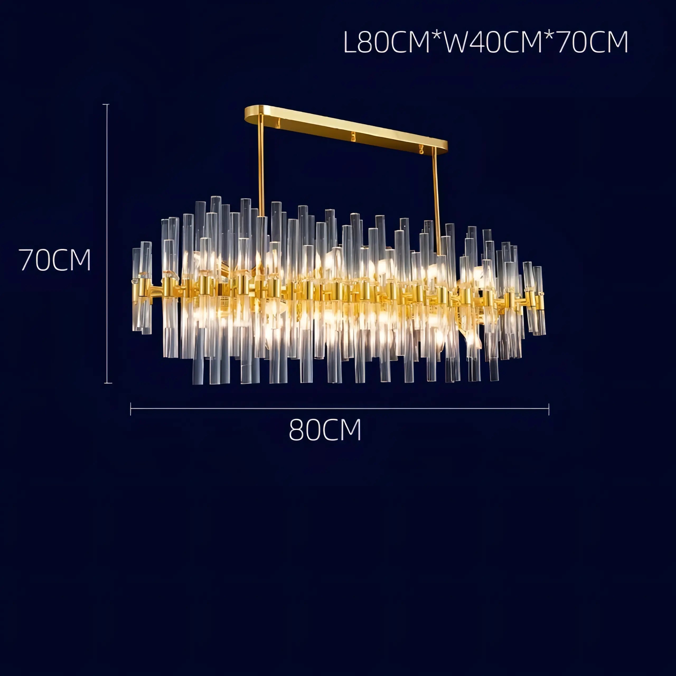Sofia - Glass Crystal Tubes Round Gold Ceiling Chandelier