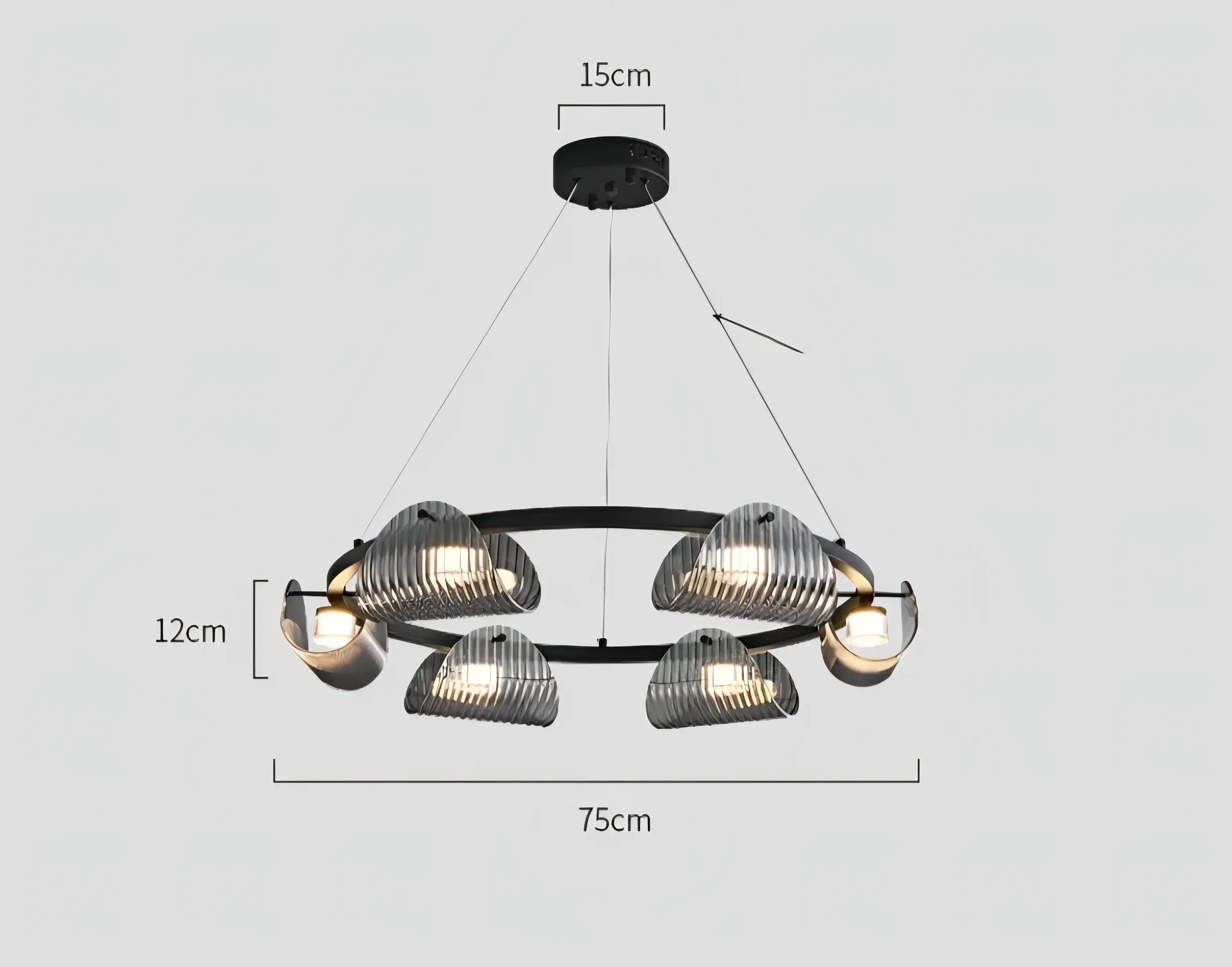 Sofie - Modern Grey Patterned Glass Ceiling Chandelier