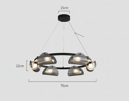 Sofie - Modern Grey Patterned Glass Ceiling Chandelier