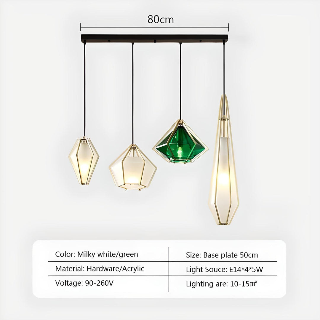 Georgina - Retro Caged Coloured Glass Pendant Ceiling Light