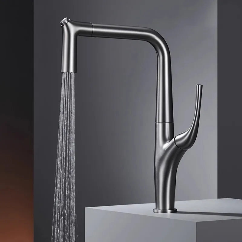 Devonte - Pull Out Modern Crane Single Handle Mixer Kitchen Tap