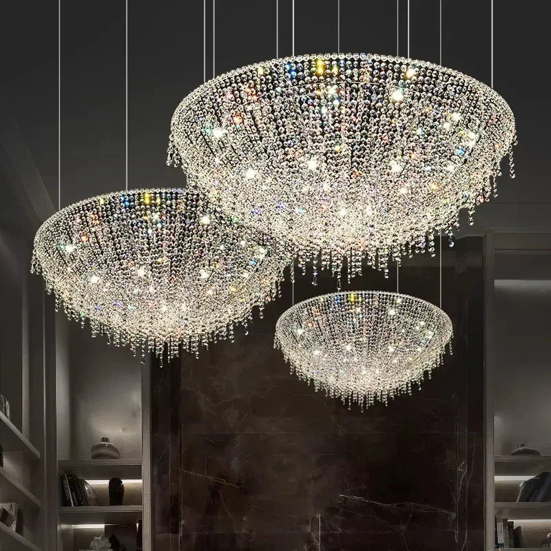 Emma - Round Crystal Tassel Hanging Ceiling Chandelier