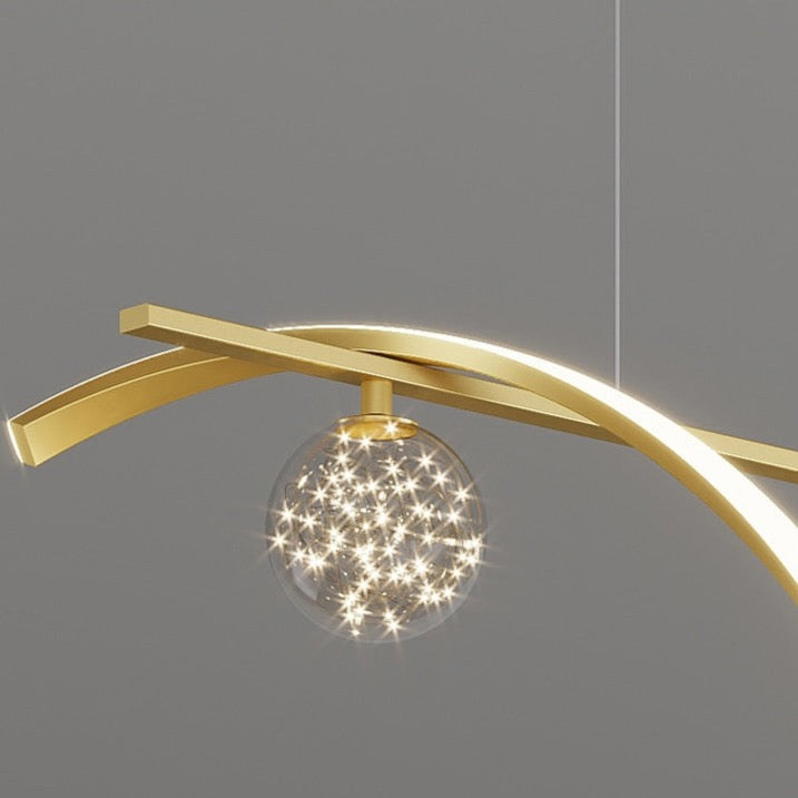 Hanjna - Modern Gold Wave Multi Ball Cord Ceiling Light Chandelier