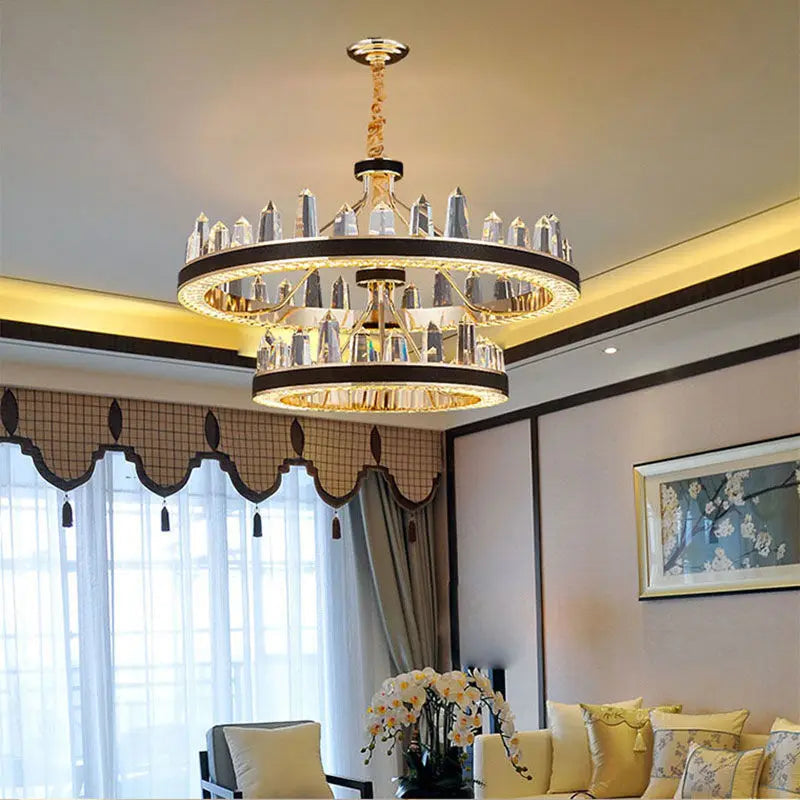 Juanita - Modern Statement Sharp Glass Tiered Crystal LED Chandelier