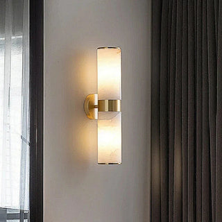 Fulvio - Natural Marble Stone Gold Cylindrical Up Down Wall Light