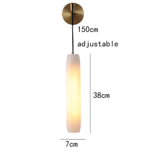 Addison - Modern Cylindrical Marble Hanging Shade Gold Canopy Wall Light