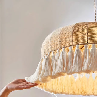 Juwan - Wicker Hand-Knitted Round Tassel Ceiling Light